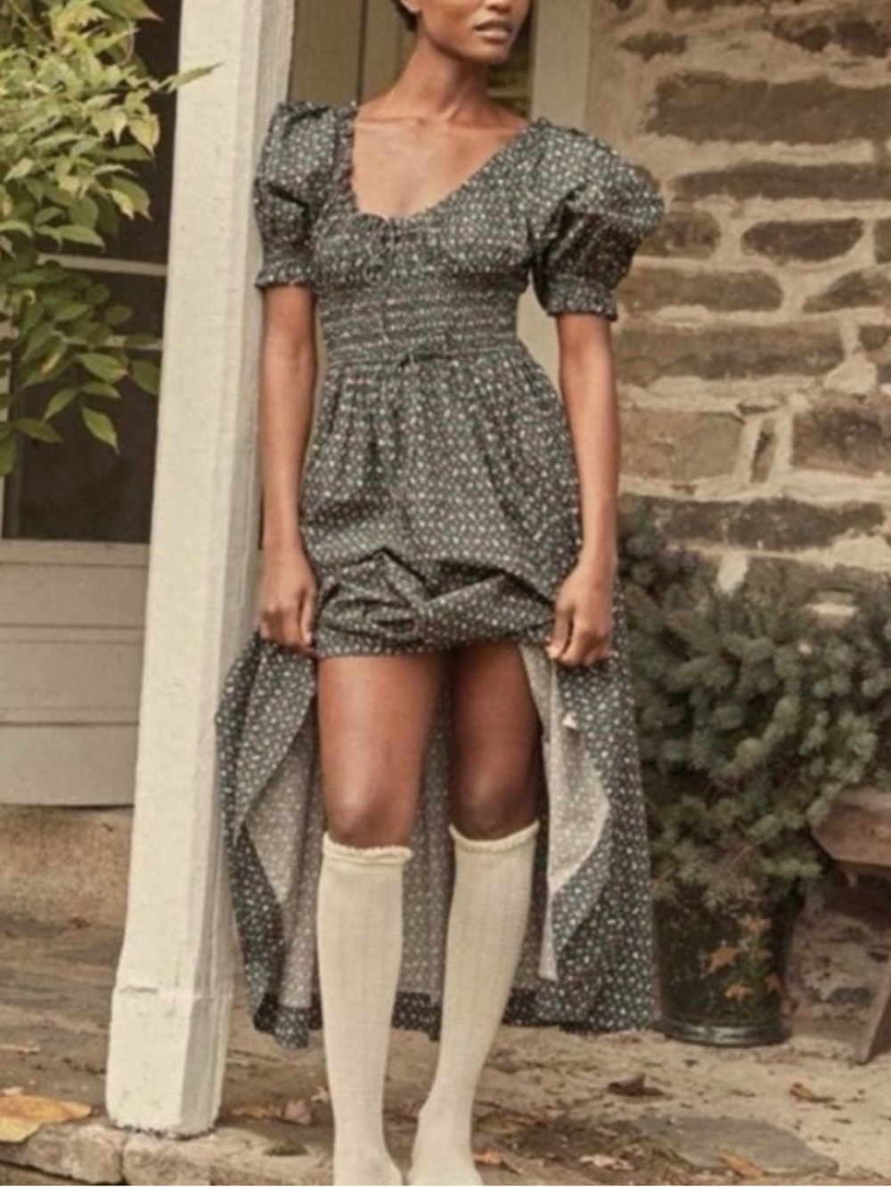 DOEN Victoire Floral 100% Organic Cotton Dress in Mirbeau Garden Size: XXL - Picture 2 of 12